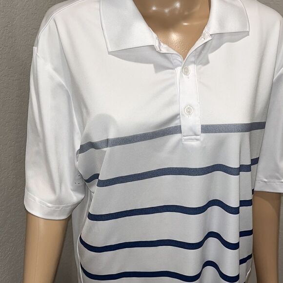 Adidas White and Blue Striped Men's Shirt - Picture 4 of 6